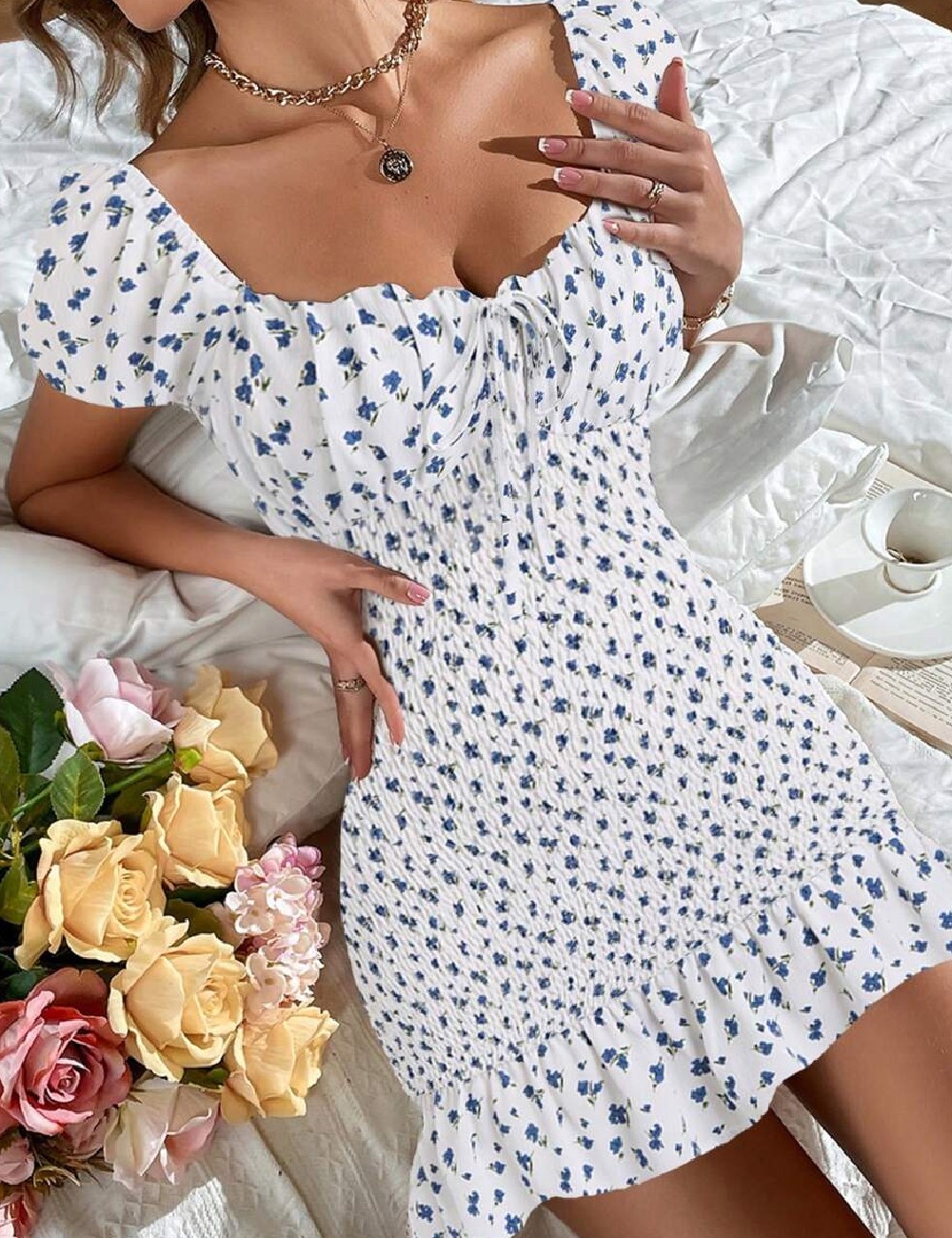 Rochie scurta SHEIN, alb - 1 | YEO