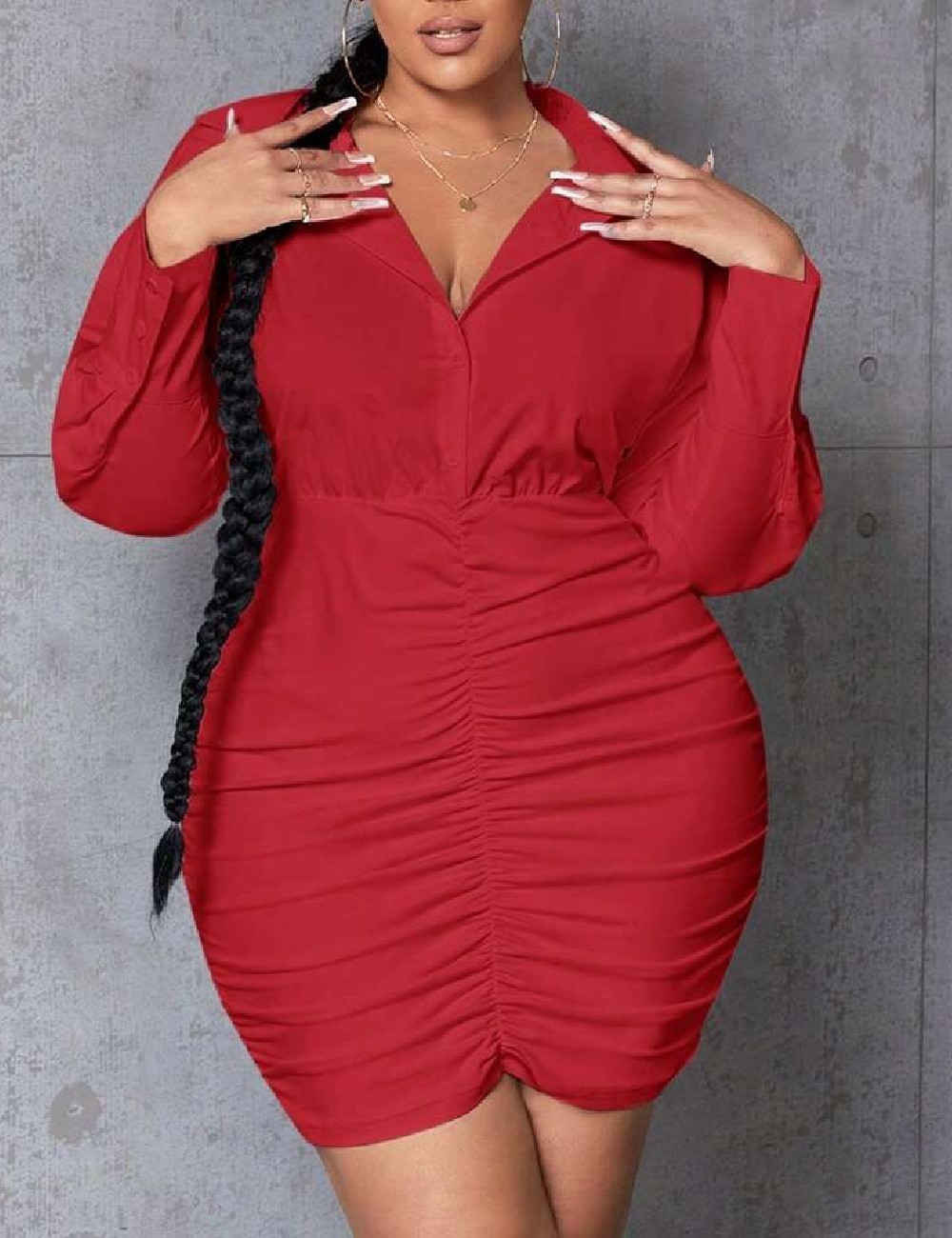 Rochie scurta SHEIN CURVE, rosu - 1 | YEO