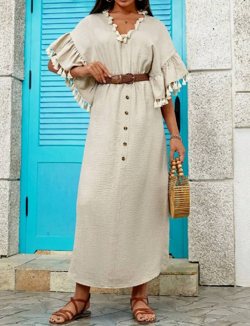 Rochie lunga SHEIN, crem - 1 | YEO