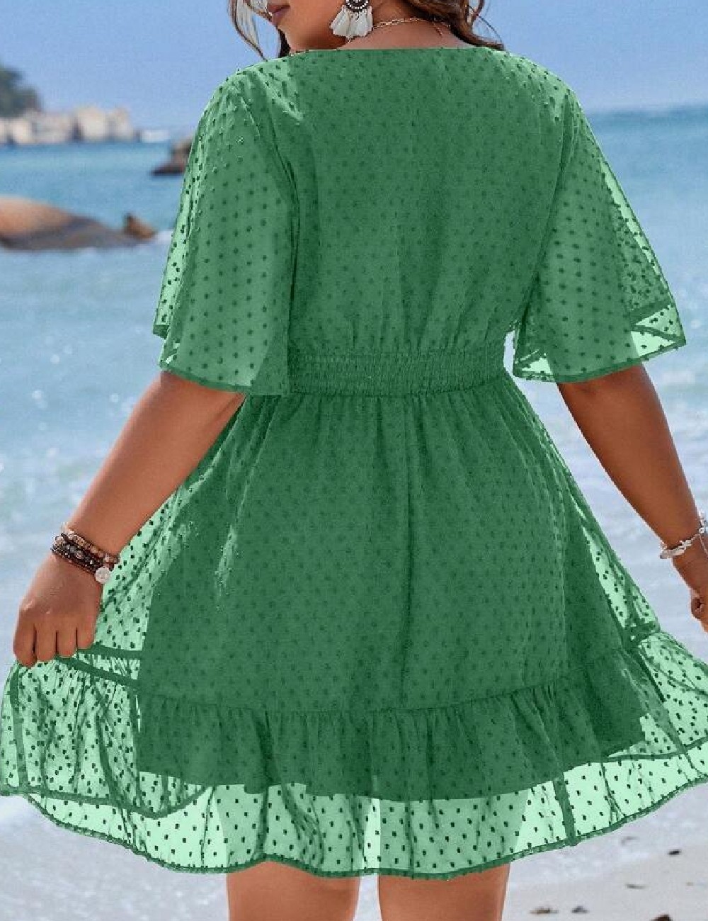Rochie scurta SHEIN CURVE, verde - 1 | YEO
