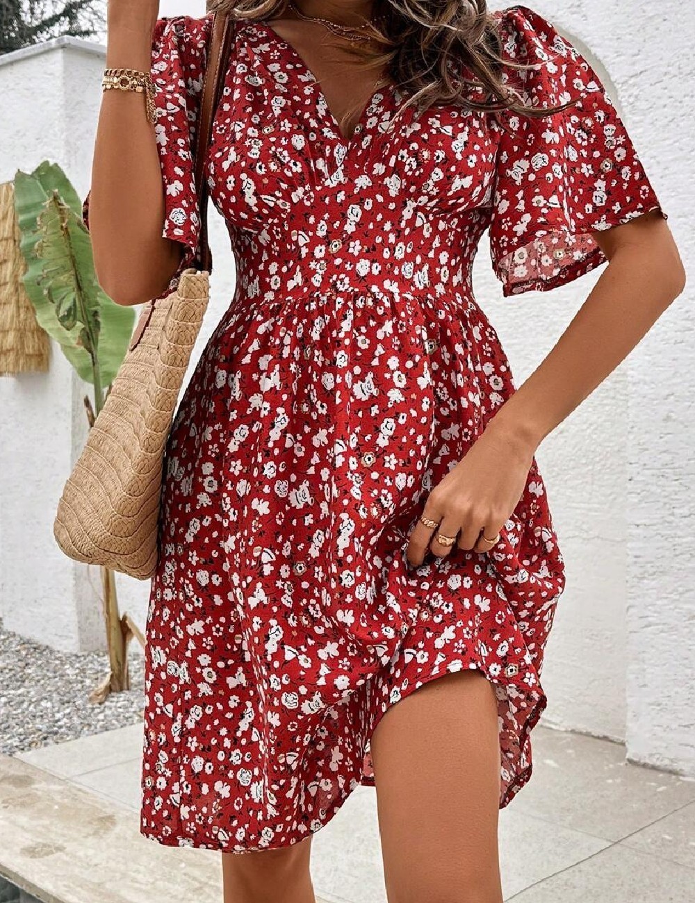 Rochie scurta SHEIN, rosu - 1 | YEO
