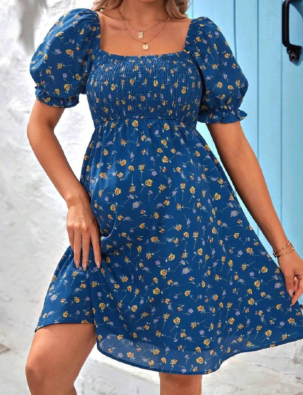 Rochie scurta SHEIN Maternity, albastru - 1 | YEO