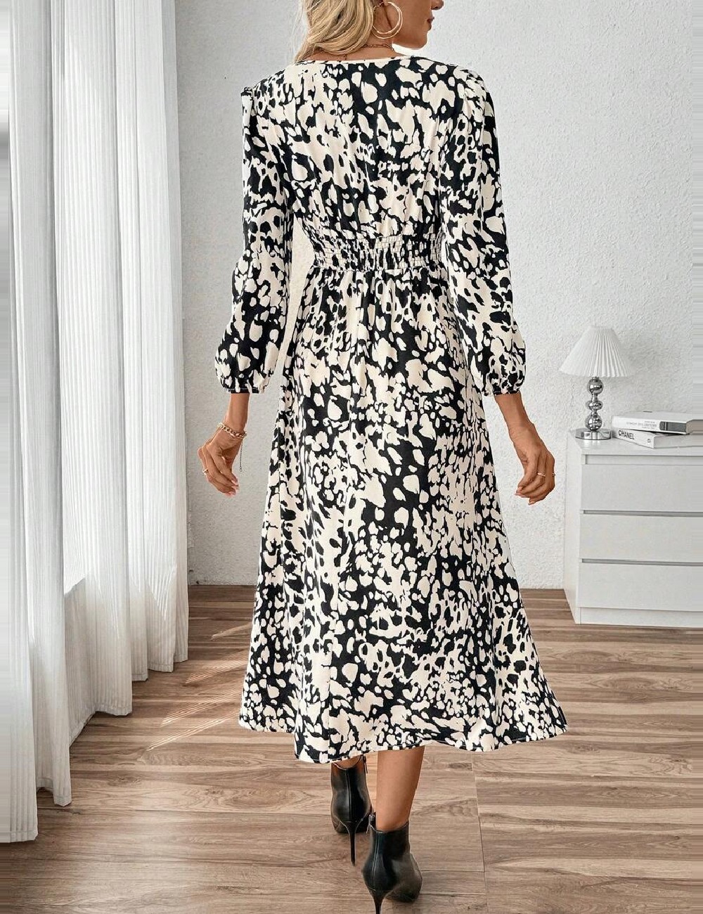 Rochie medie SHEIN, alb/negru - 1 | YEO