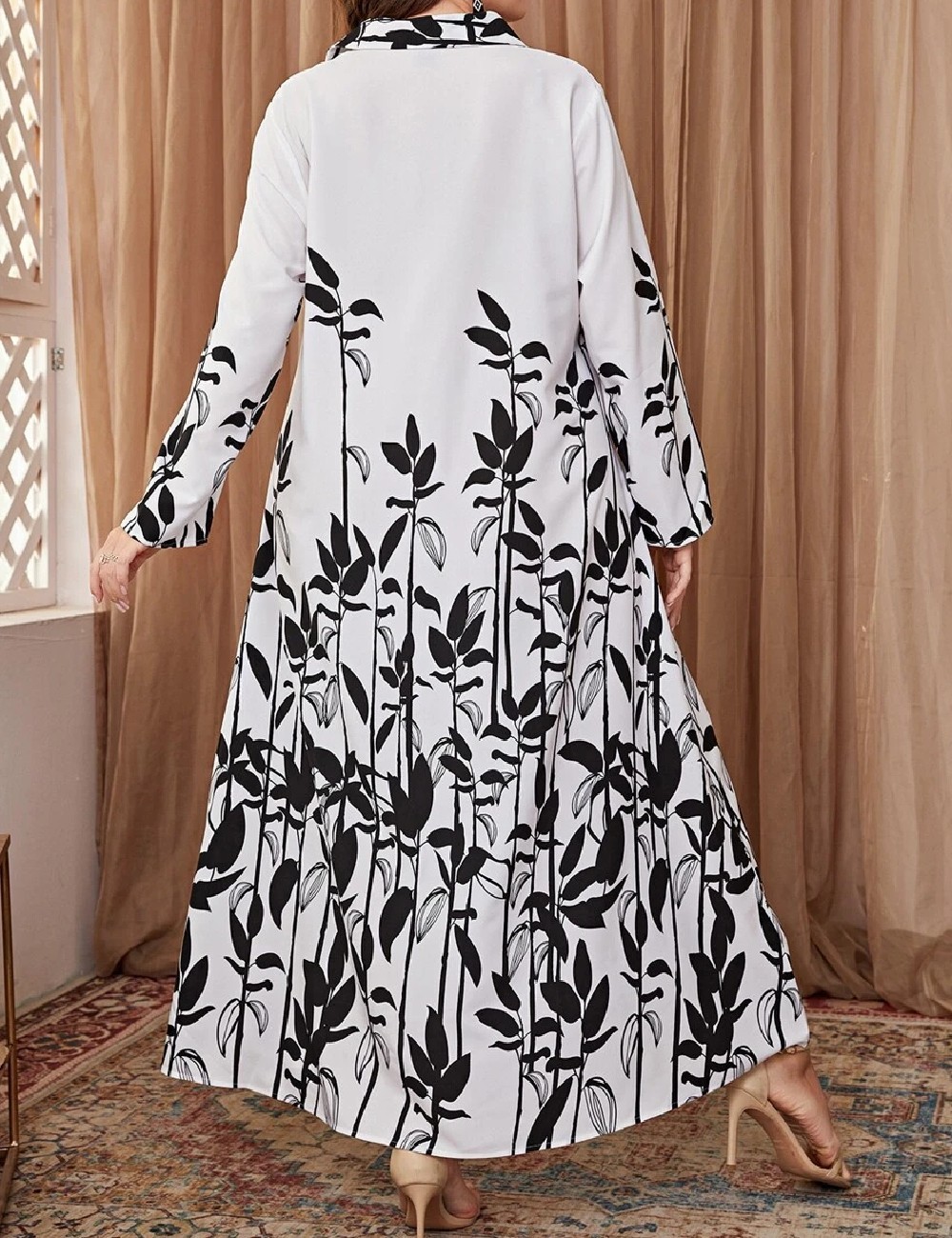 Rochie lunga SHEIN CURVE, alb/negru - 1 | YEO