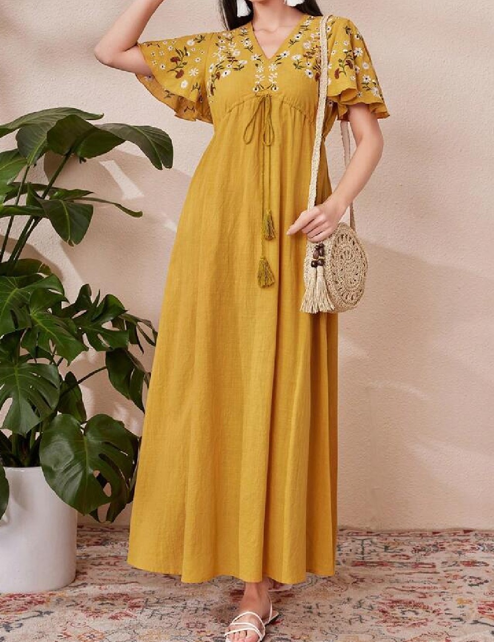 Rochie lunga SHEIN, mustar - 1 | YEO