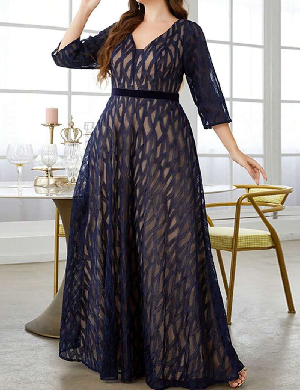 Rochie lunga SHEIN CURVE, albastru