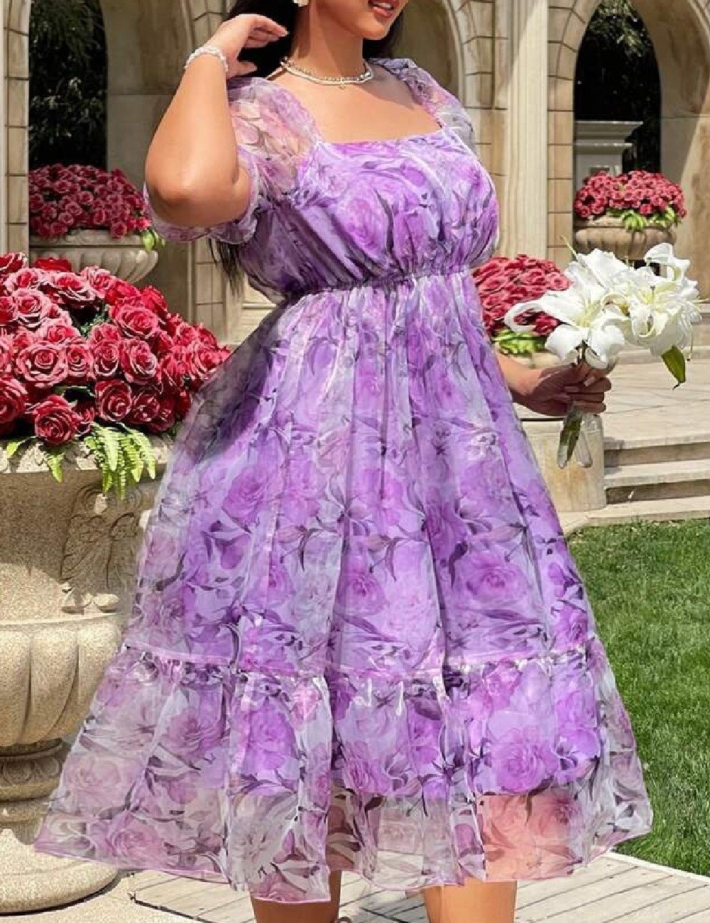 Rochie medie SHEIN CURVE, mov - 1 | YEO