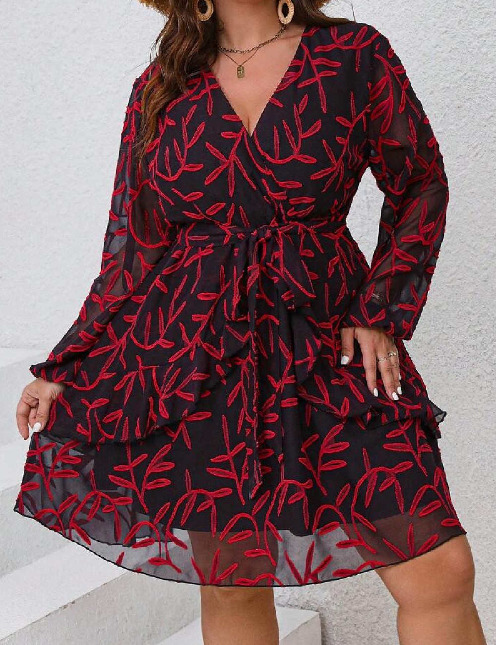 Rochie scurta SHEIN CURVE, negru/rosu - 1 | YEO