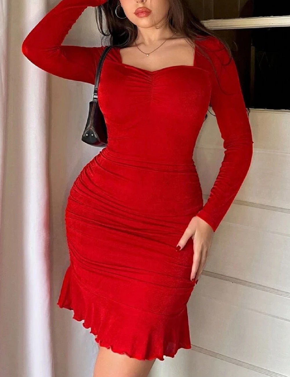 Rochie scurta SHEIN, rosu - 1 | YEO