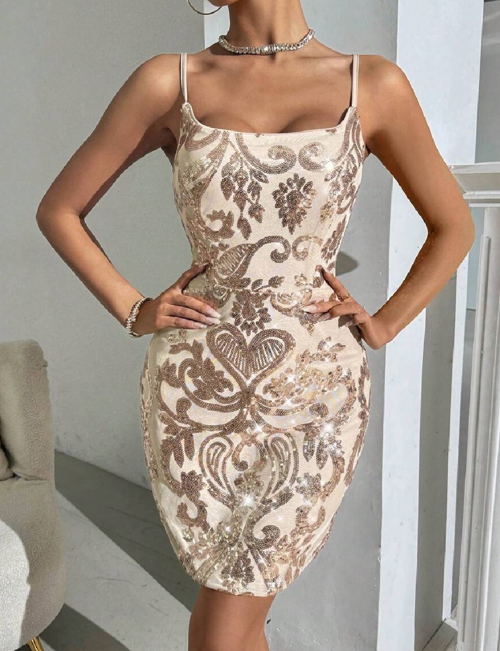 Rochie scurta SHEIN, crem - 1 | YEO