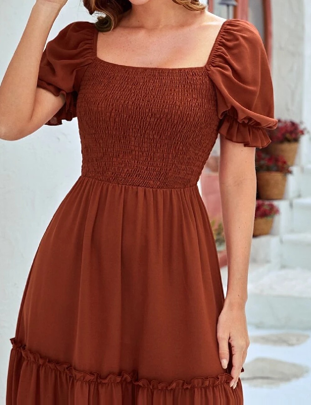 Rochie medie SHEIN, caramiziu - 1 | YEO