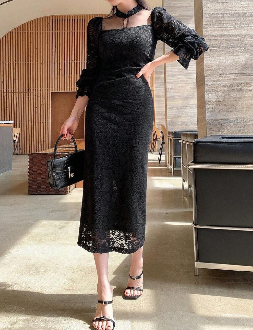 Rochie medie Dazy, negru - 1 | YEO