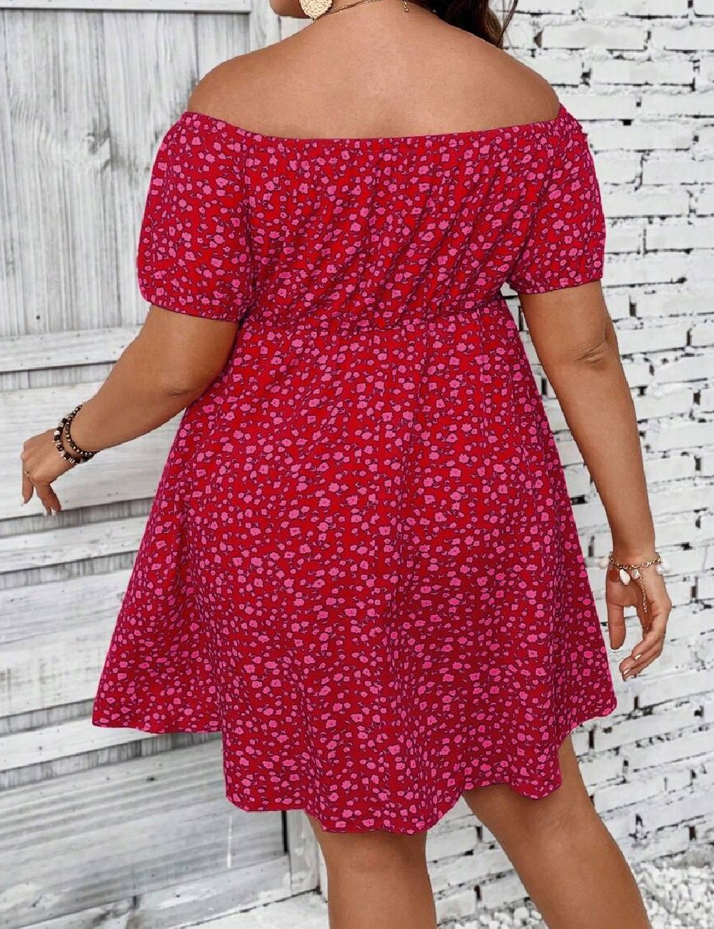 Rochie scurta SHEIN CURVE, rosu - 1 | YEO