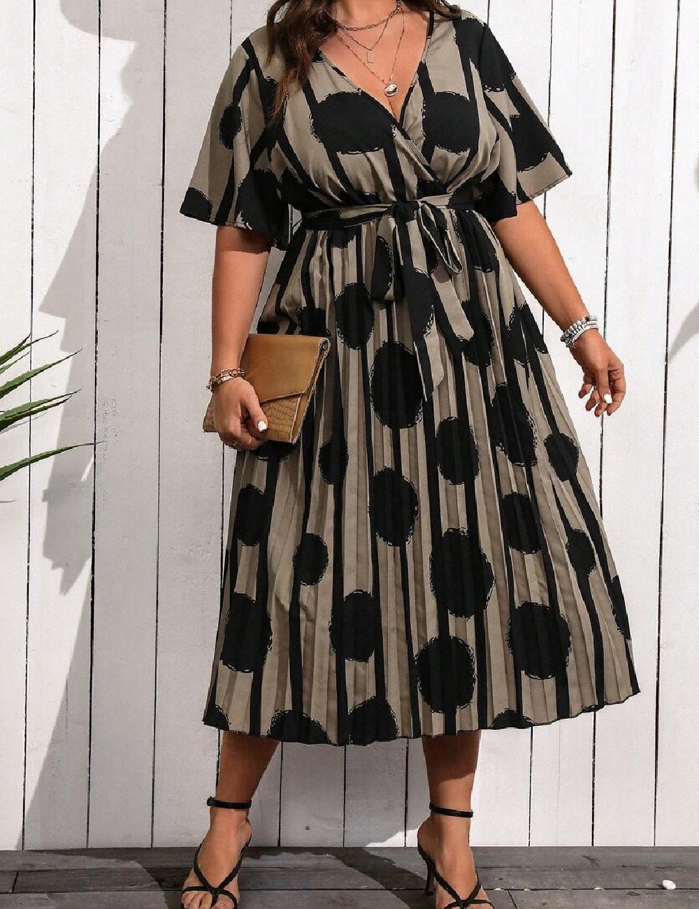 Rochie medie SHEIN CURVE, kaki - 1 | YEO