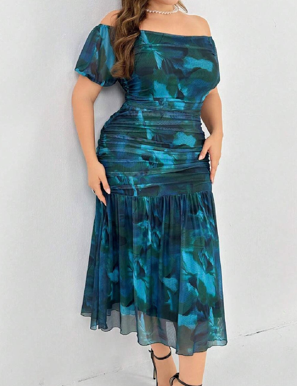Rochie medie SHEIN CURVE, albastru - 1 | YEO