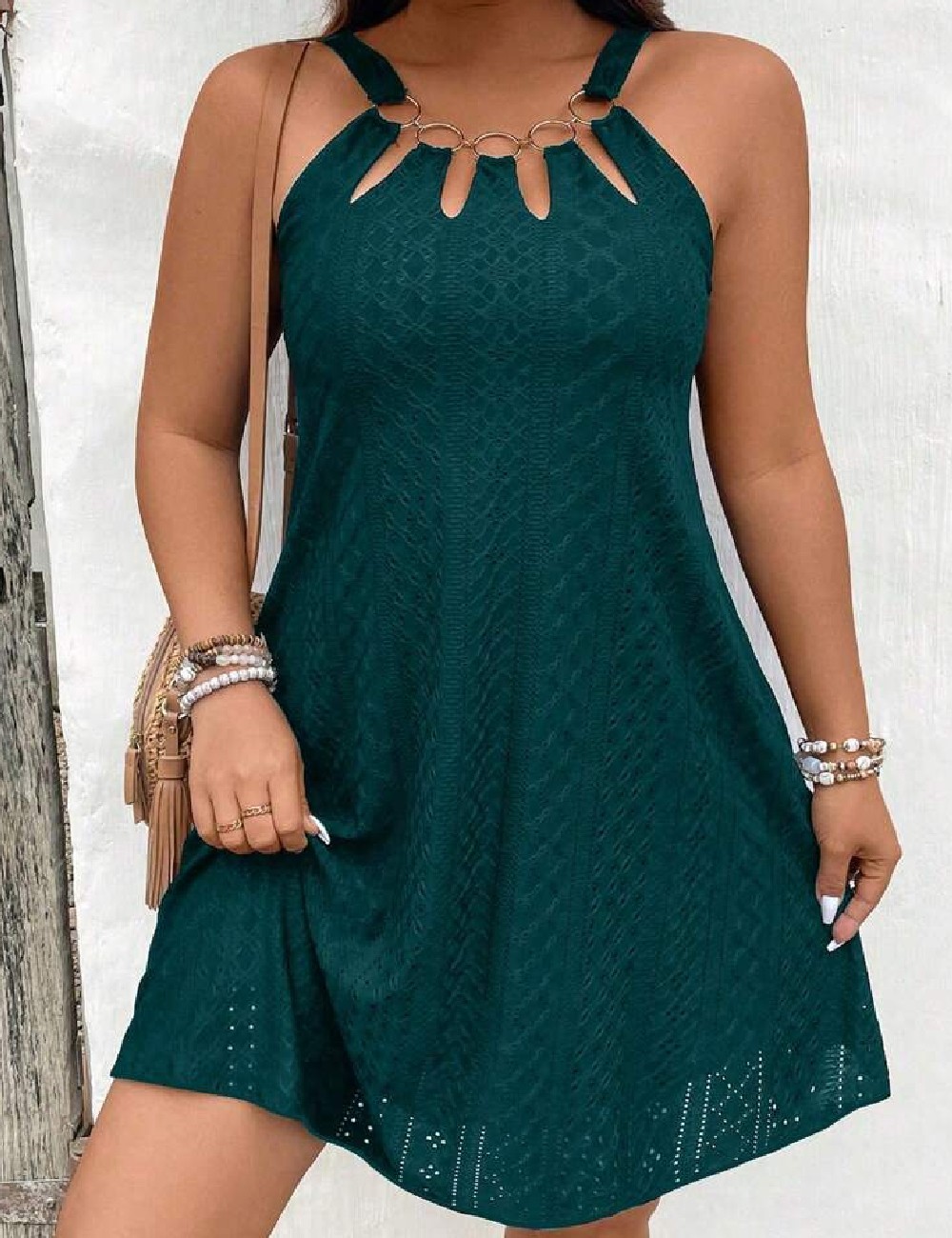 Rochie scurta SHEIN CURVE, verde - 1 | YEO
