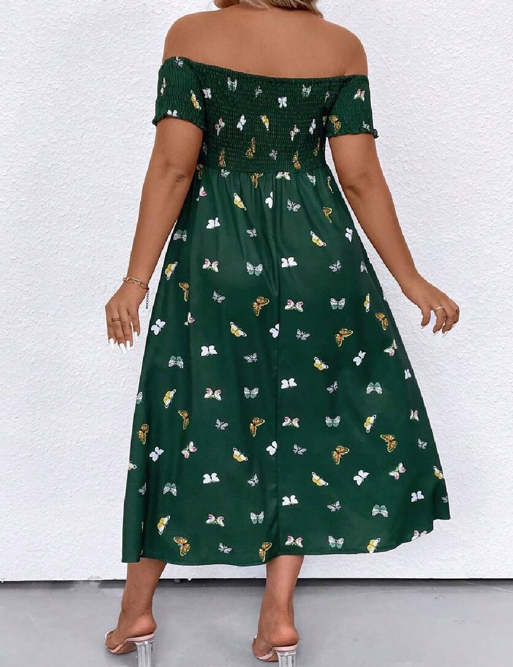 Rochie medie SHEIN CURVE, verde inchis - 1 | YEO