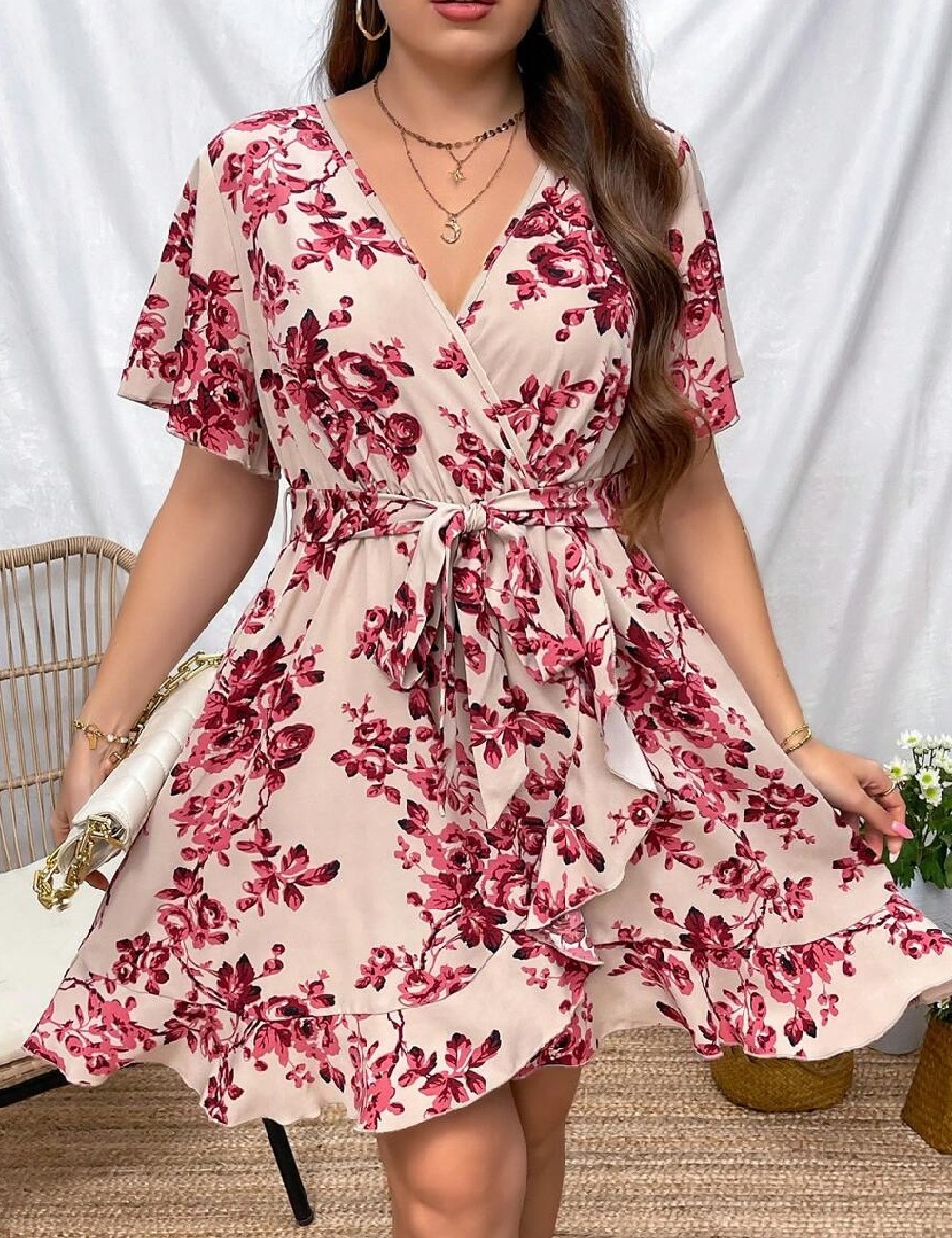 Rochie scurta SHEIN CURVE, floral print - 1 | YEO