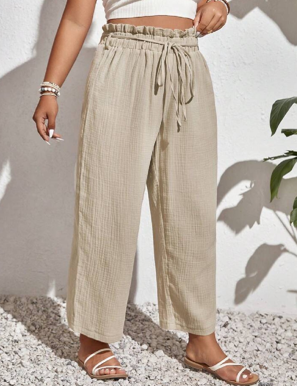 Pantaloni SHEIN CURVE, bej - 1 | YEO