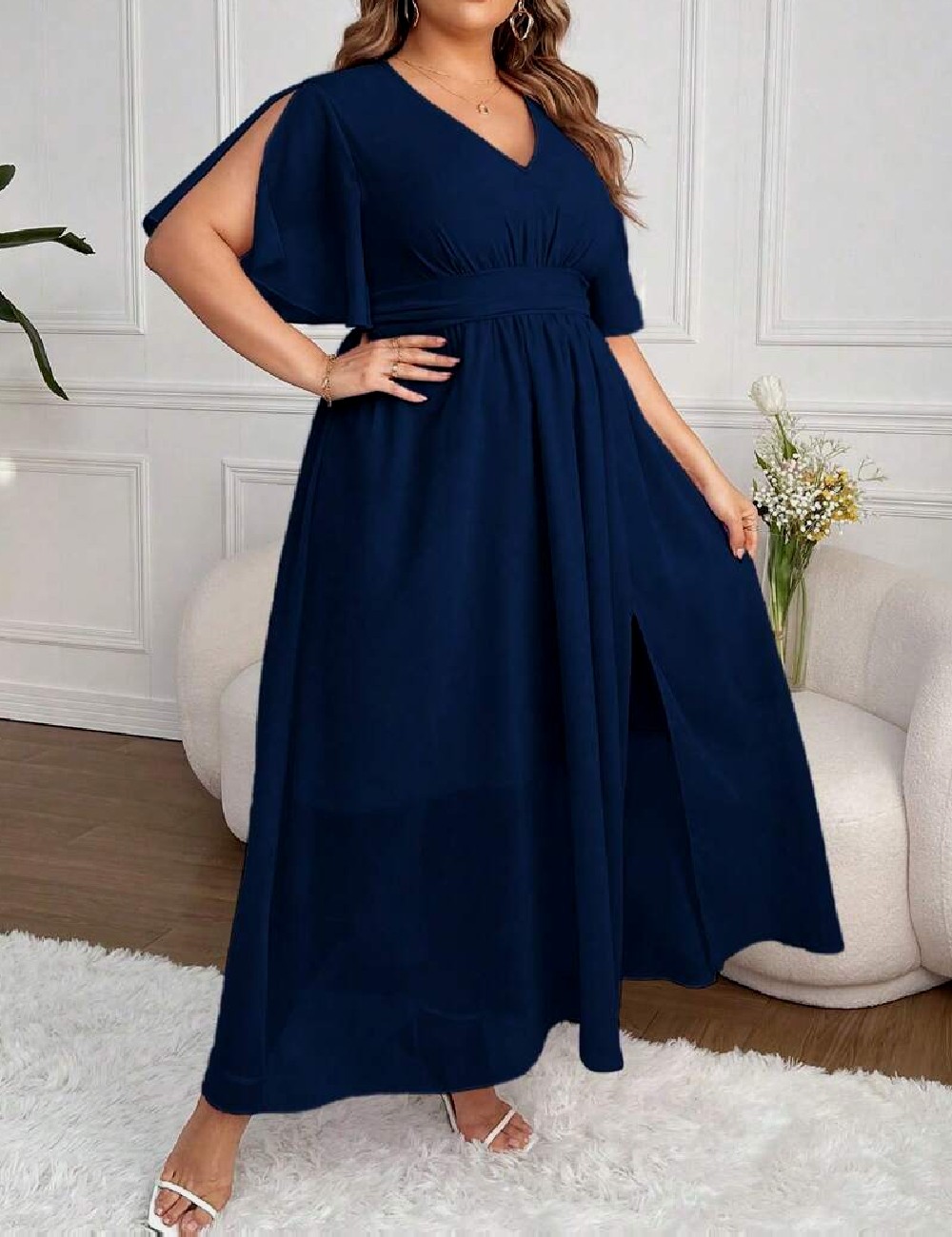Rochie lunga SHEIN CURVE, bleumarin - 1 | YEO