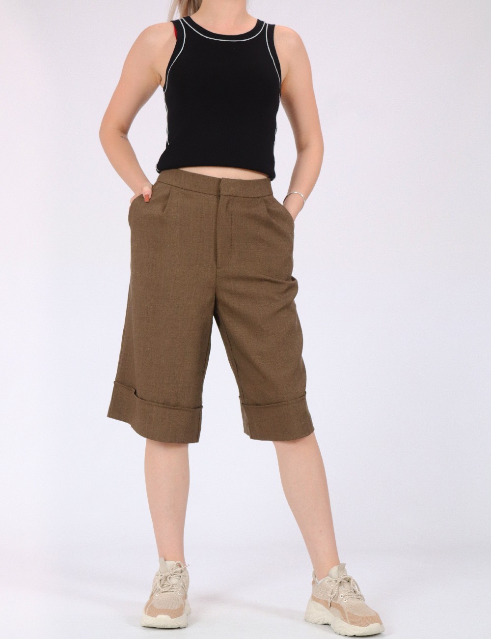 Pantaloni scurti Only, maro - 1 | YEO