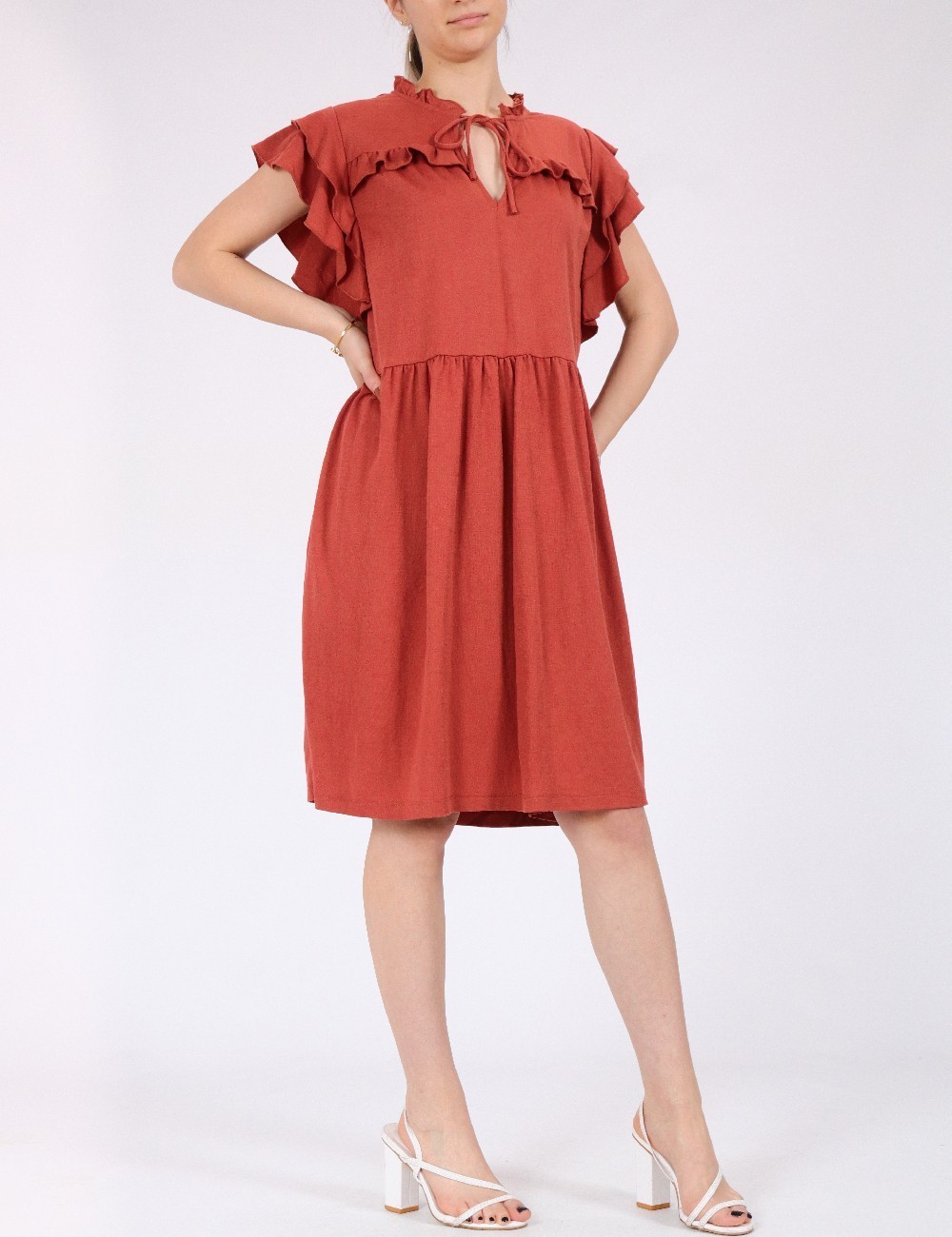 Rochie scurta Vero Moda, caramiziu - 1 | YEO