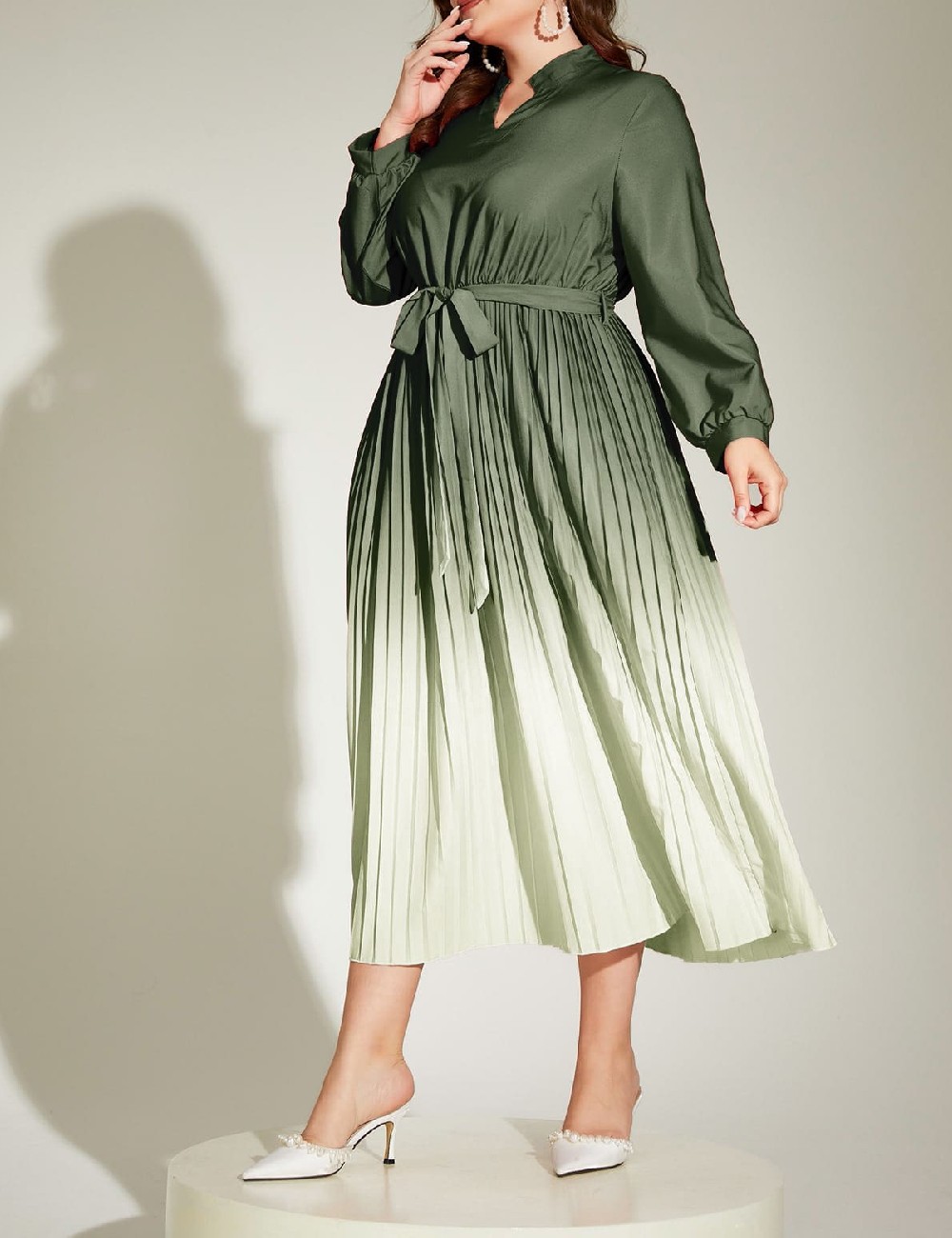 Rochie medie SHEIN CURVE, verde - 1 | YEO