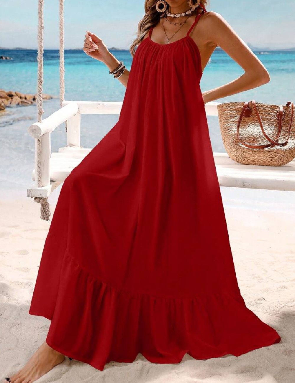 Rochie lunga SHEIN, rosu - 1 | YEO