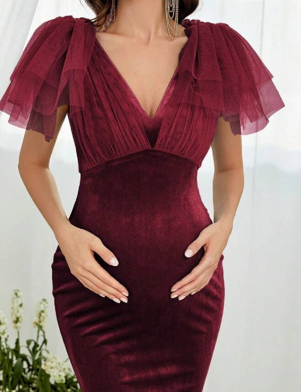 Rochie lunga Faeriesty Maternity, visiniu - 1 | YEO
