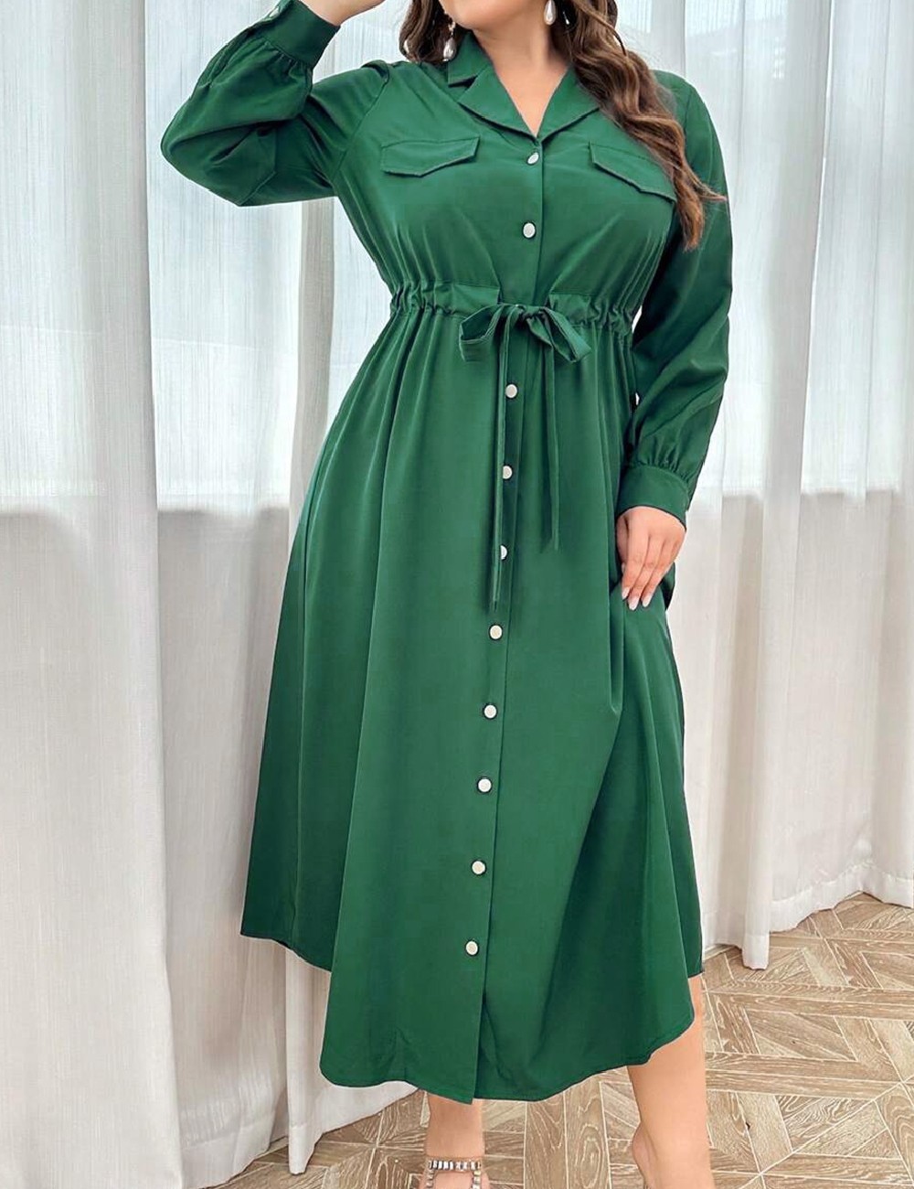 Rochie lunga SHEIN CURVE, verde - 1 | YEO