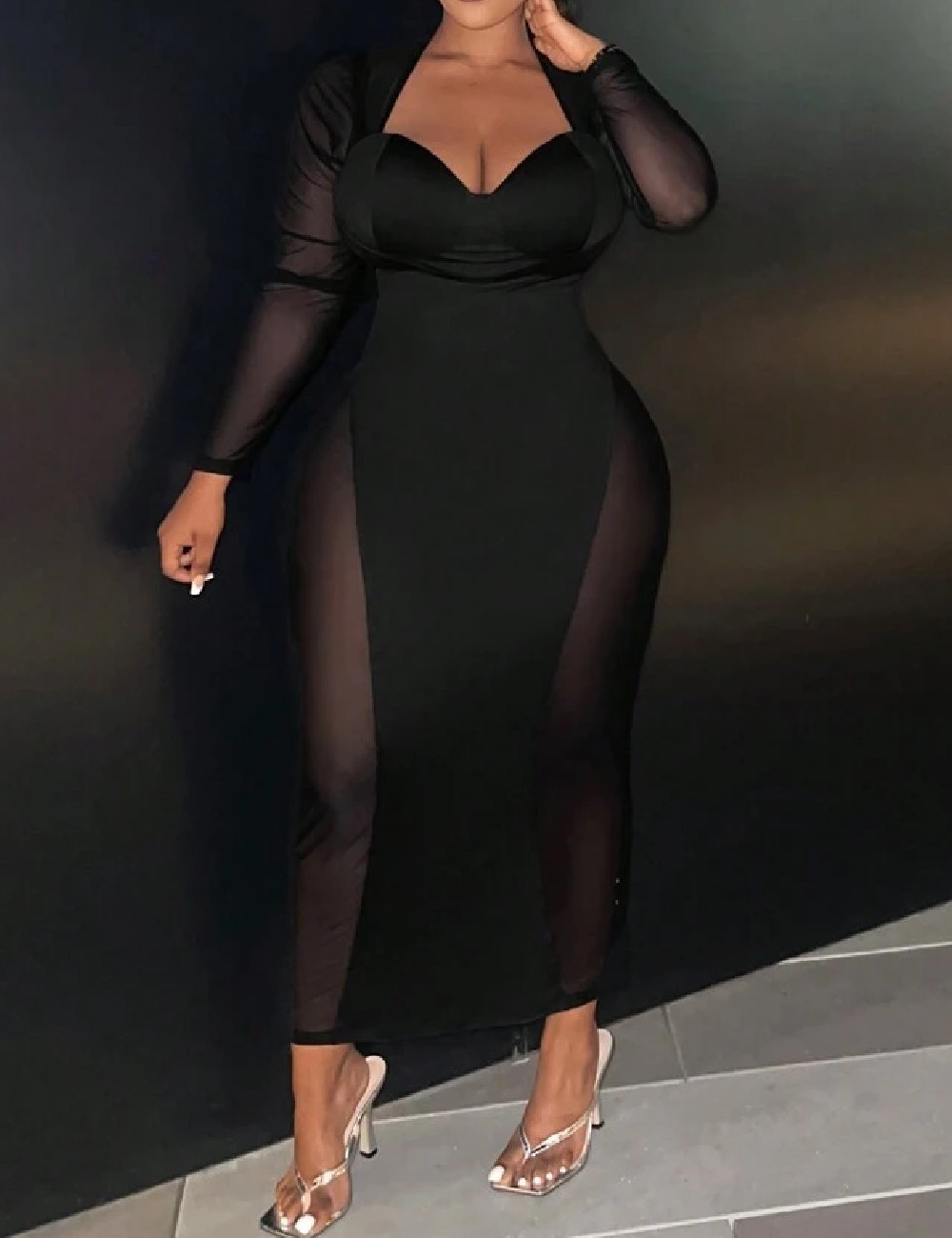 Rochie lunga SHEIN CURVE, negru - 1 | YEO