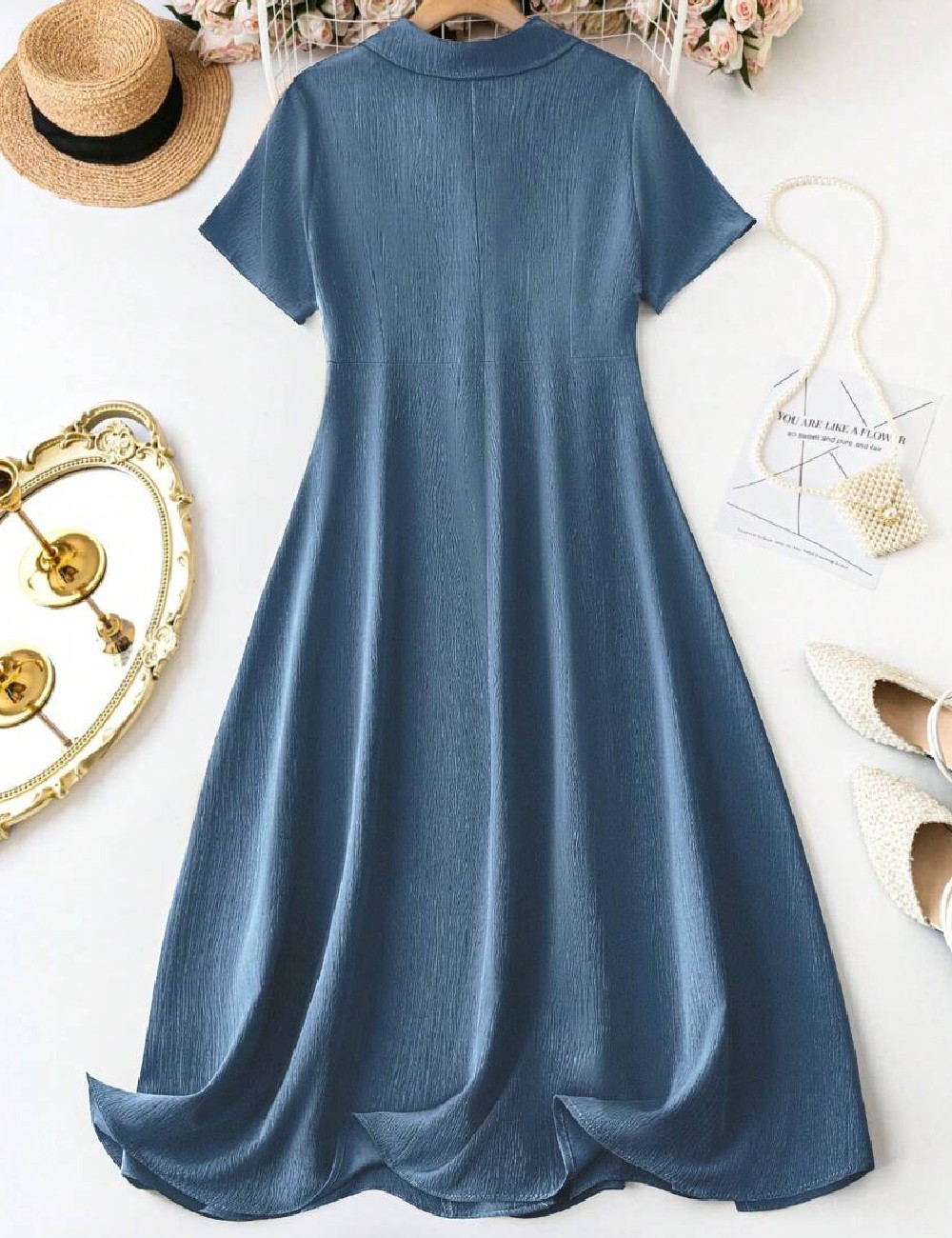 Rochie lunga SHEIN CURVE, albastru - 1 | YEO