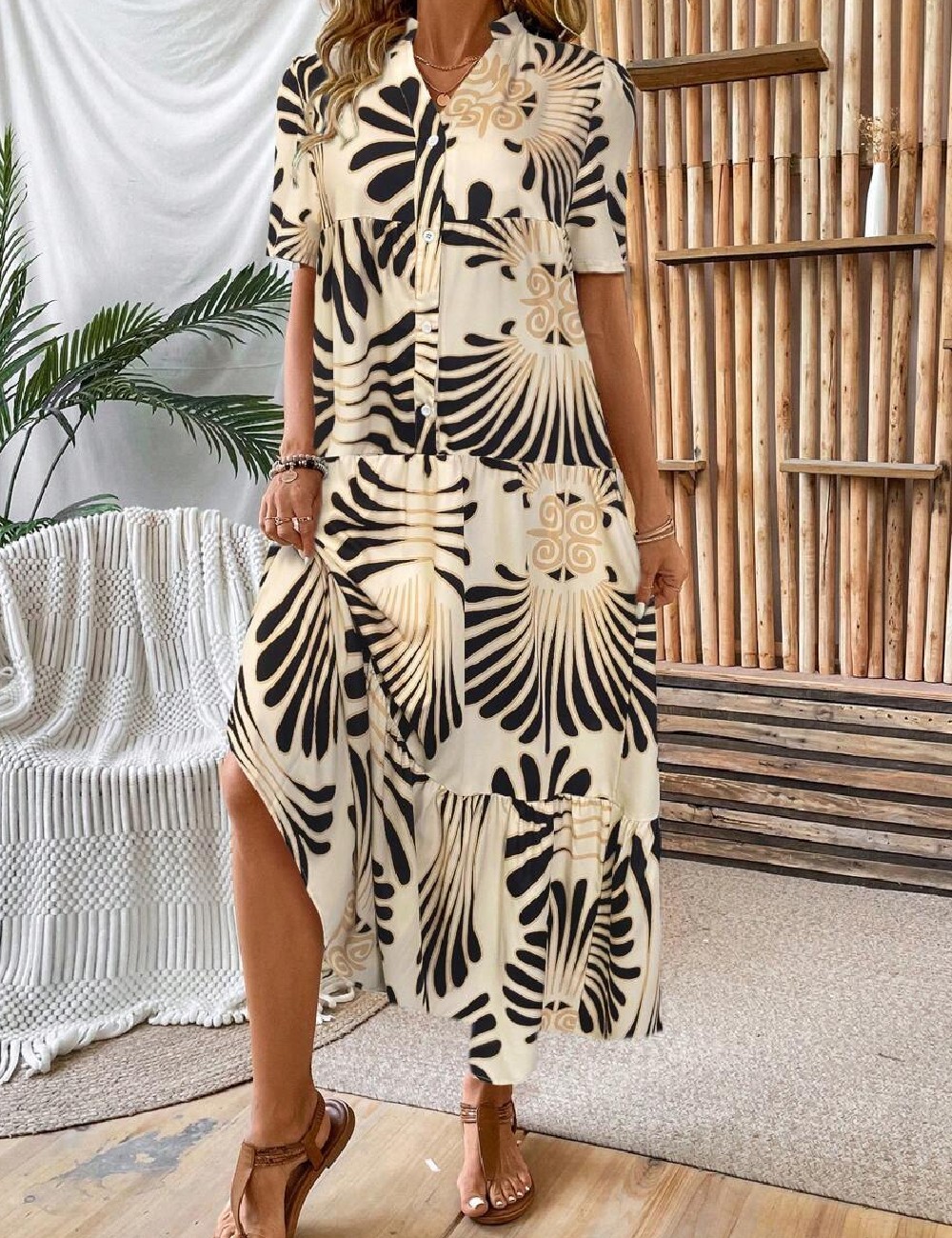 Rochie medie SHEIN, crem - 1 | YEO