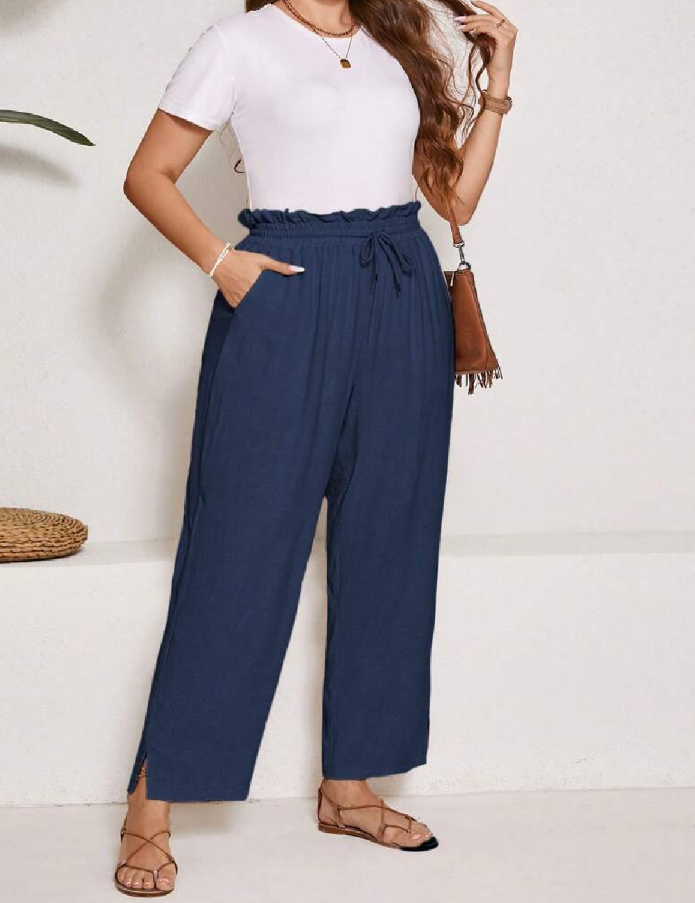 Pantaloni SHEIN CURVE, bleumarin