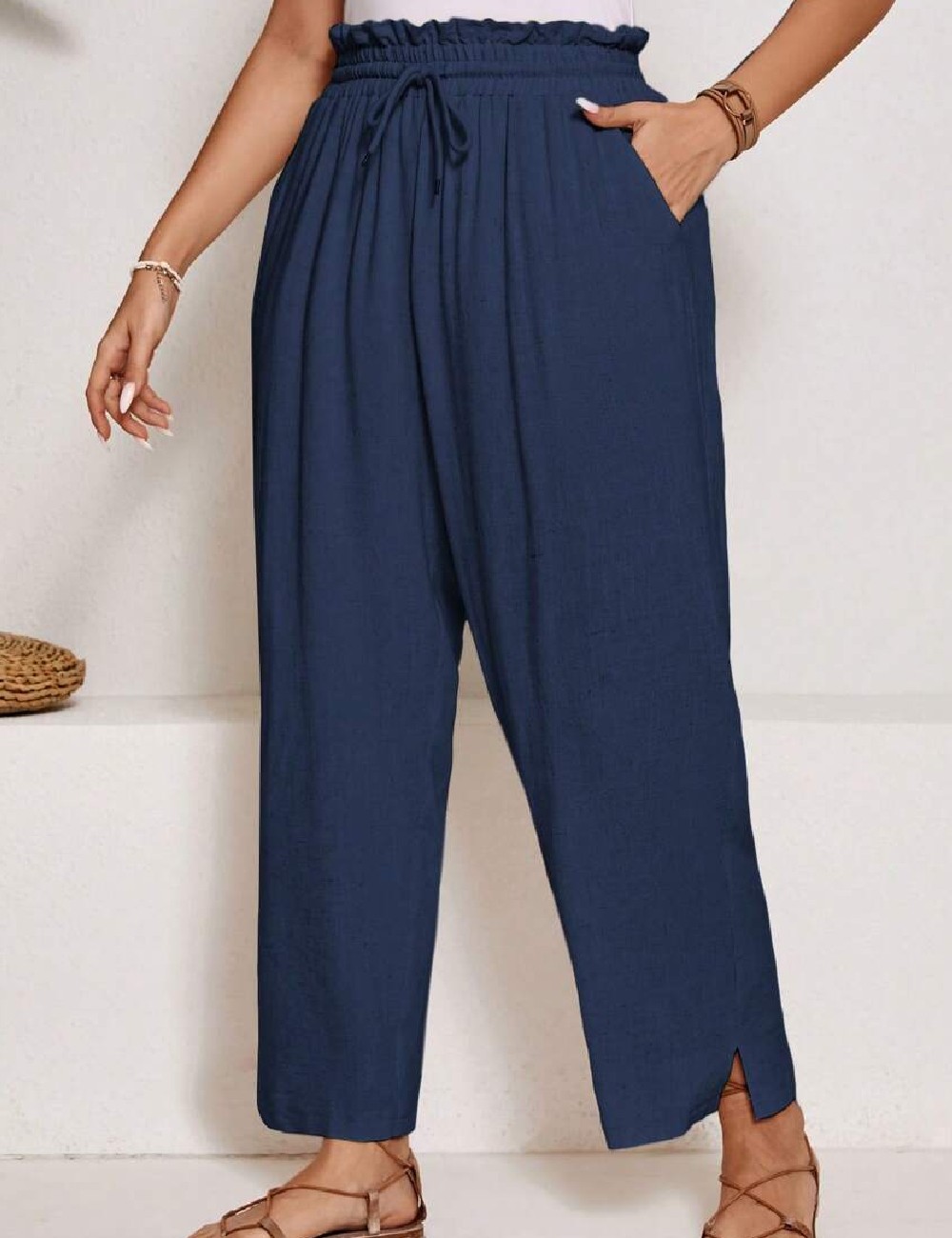 Pantaloni SHEIN CURVE, bleumarin - 1 | YEO