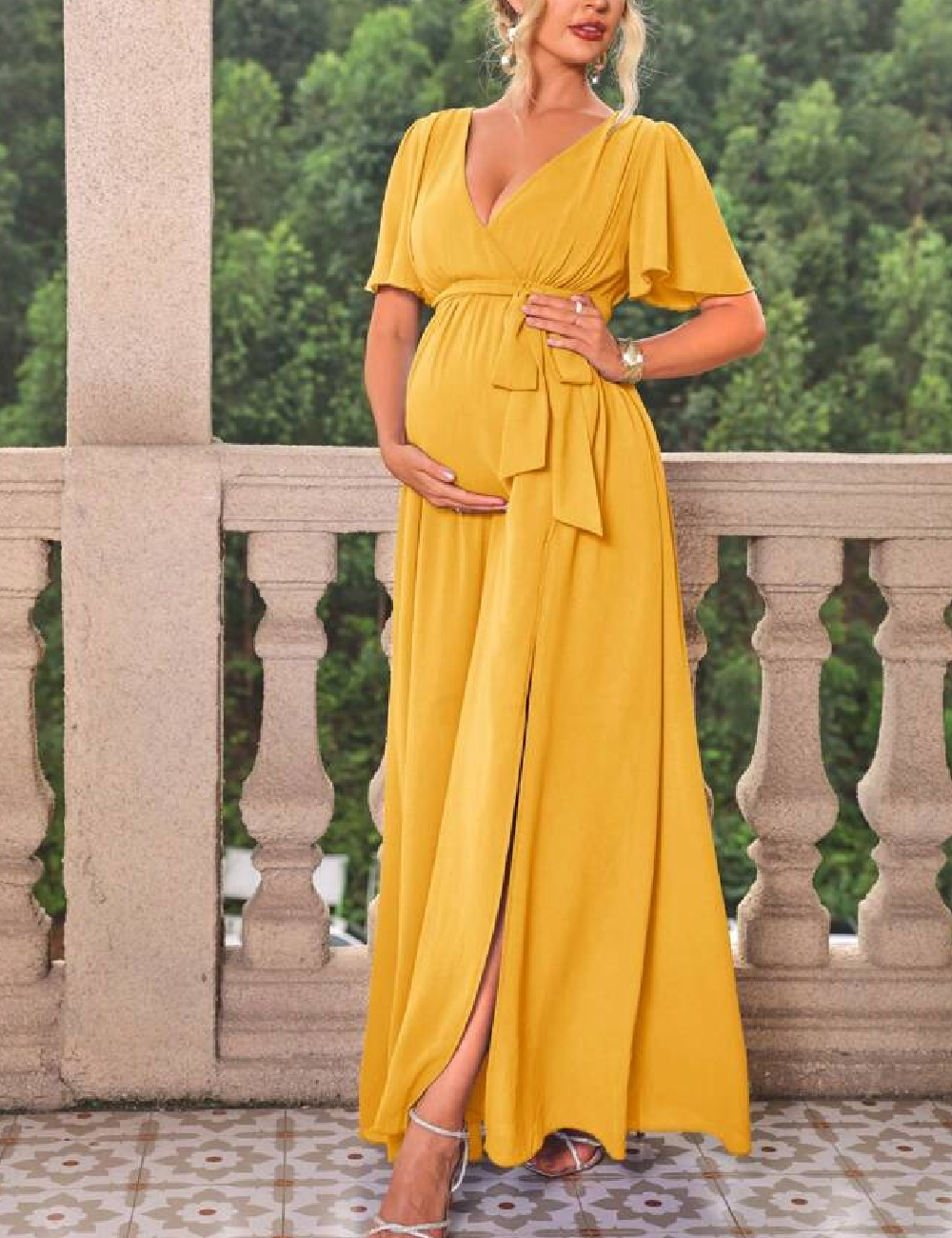 Rochie lunga SHEIN Maternity, galben