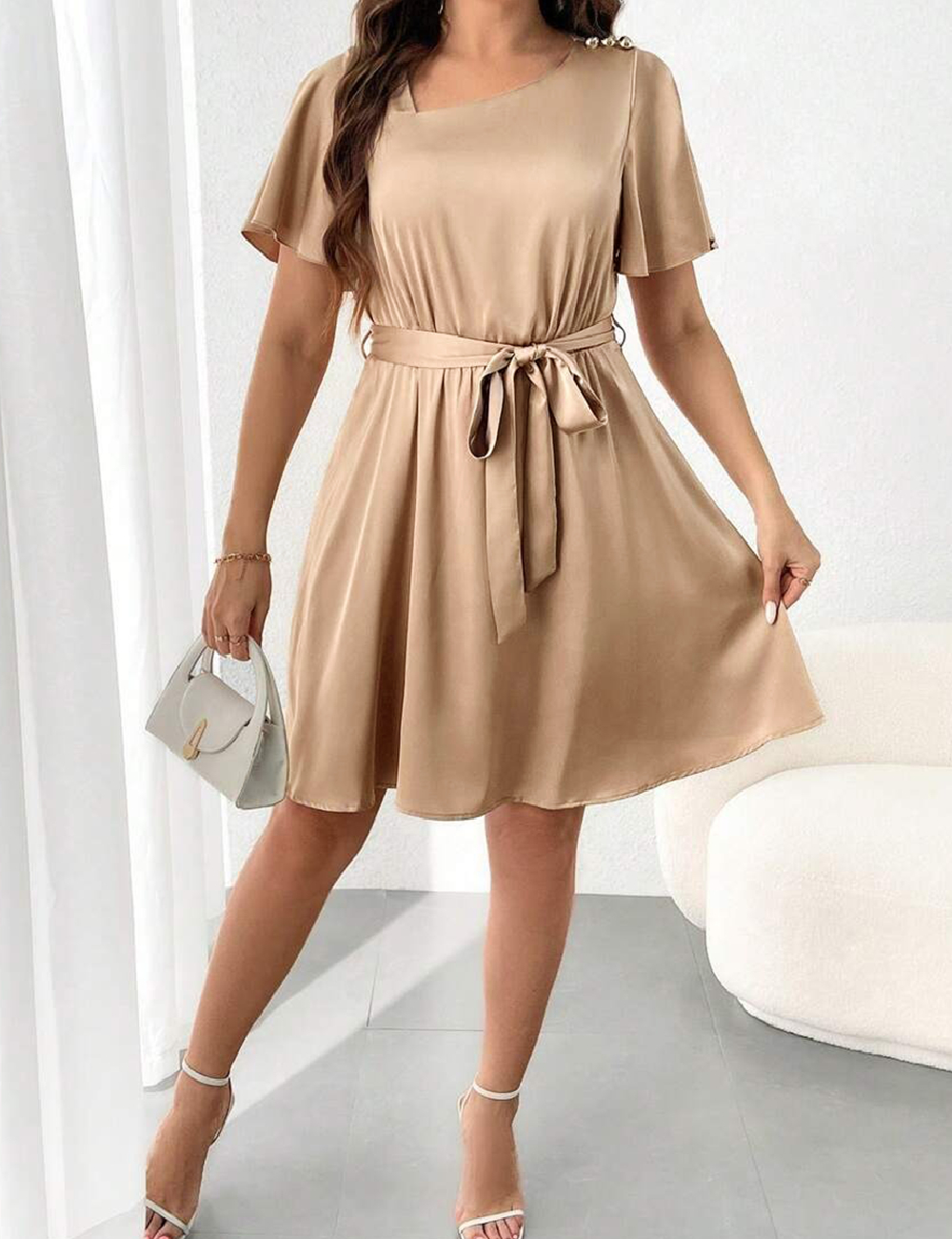 Rochie scurta SHEIN CURVE, crem