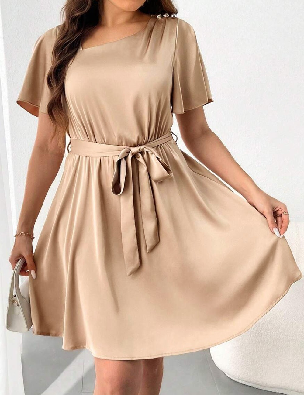 Rochie scurta SHEIN CURVE, crem - 1 | YEO