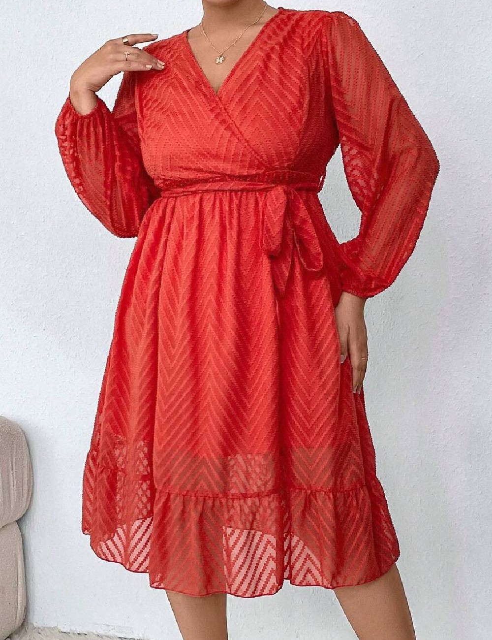 Rochie medie SHEIN CURVE, rosu - 1 | YEO
