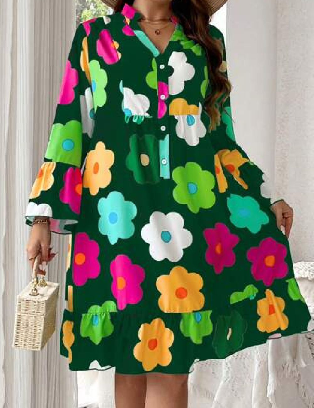 Rochie medie SHEIN CURVE, verde