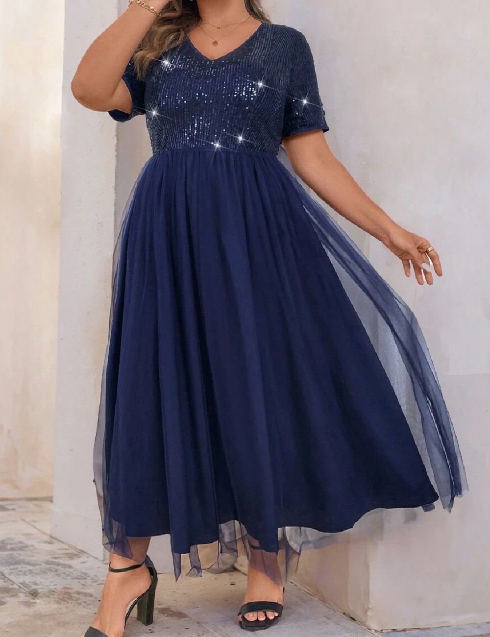 Rochie medie SHEIN CURVE, bleumarin - 1 | YEO