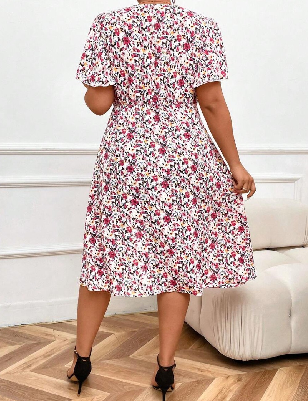 Rochie medie SHEIN CURVE, floral print - 1 | YEO