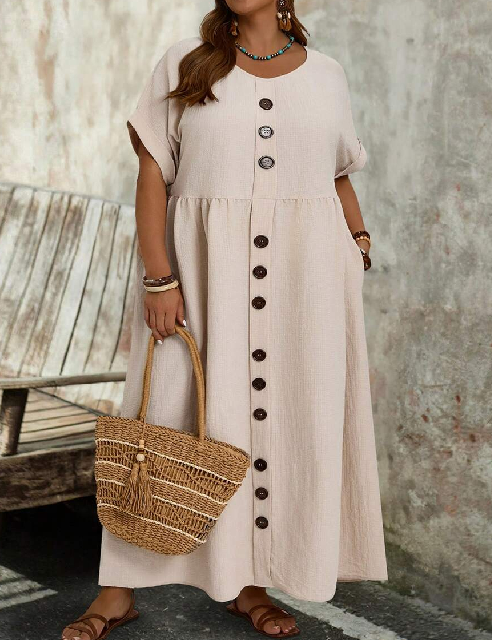 Rochie lunga SHEIN CURVE, crem