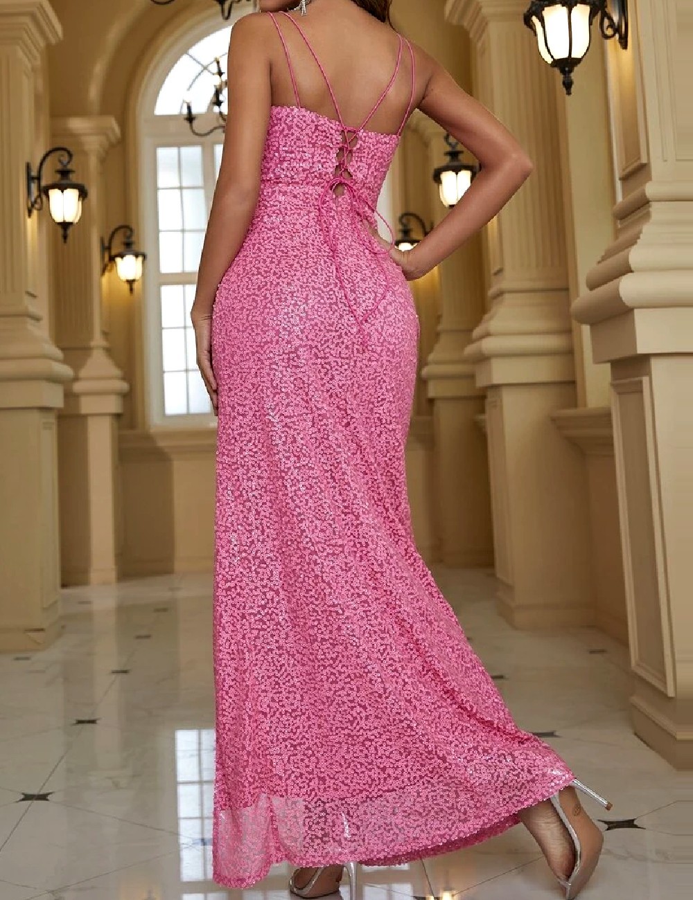 Rochie lunga Giffniseti, roz - 1 | YEO
