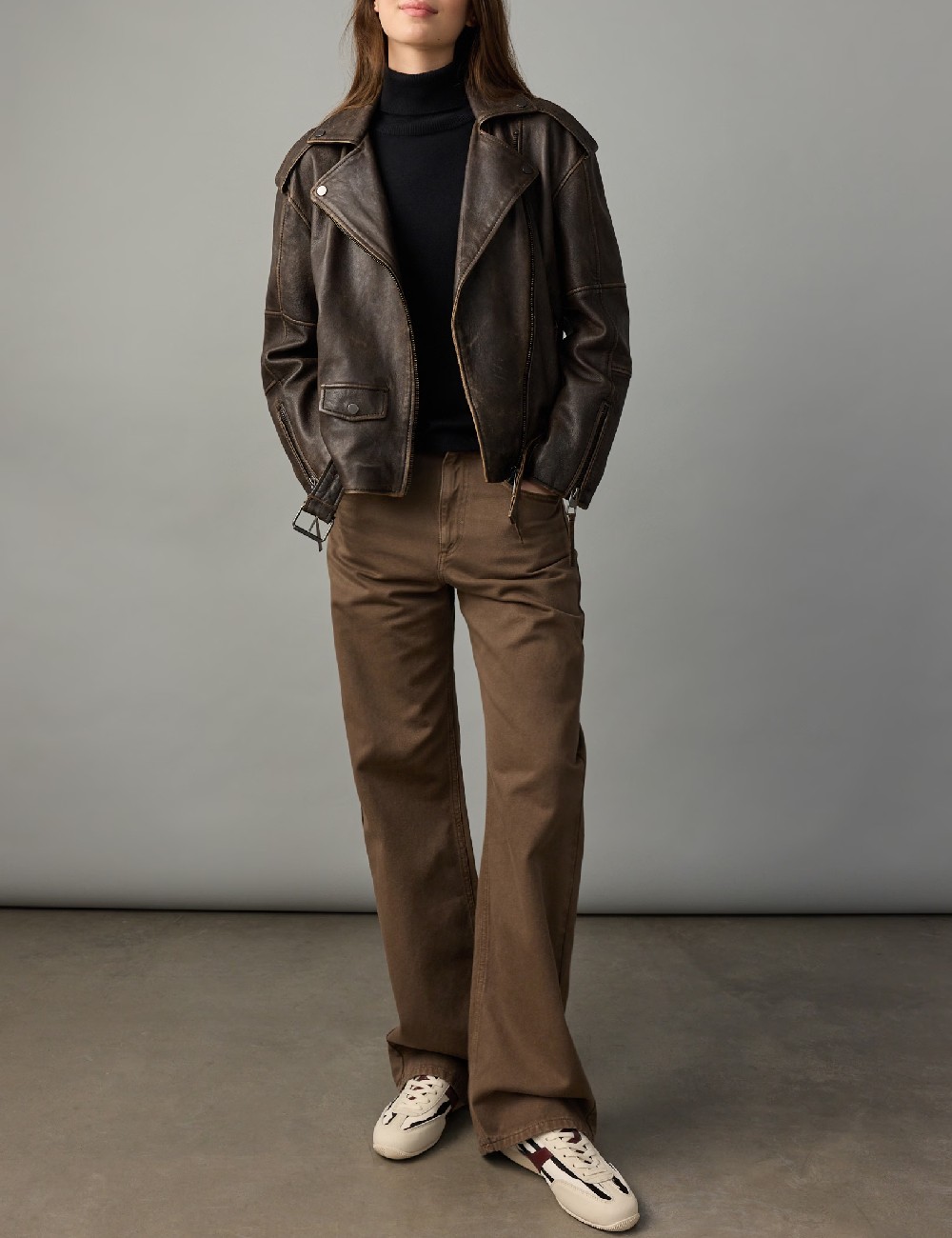 Jacheta Oversize Reserved, maro inchis - 1 | YEO
