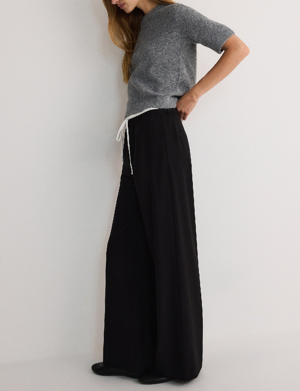 Pantaloni Reserved, negru - 1 | YEO