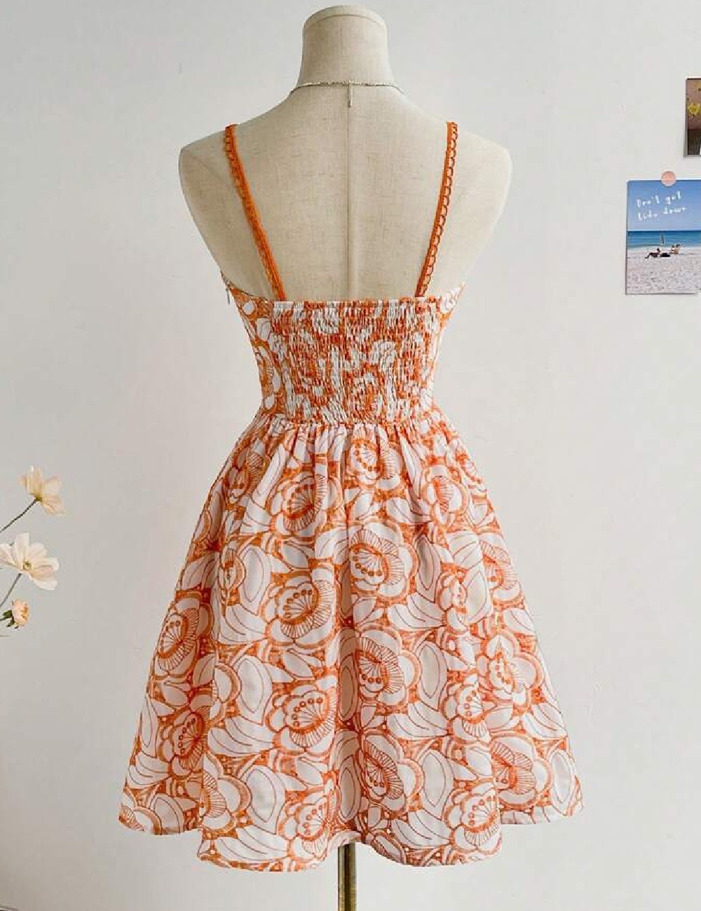 Rochie scurta SHEIN, alb/portocaliu - 1 | YEO