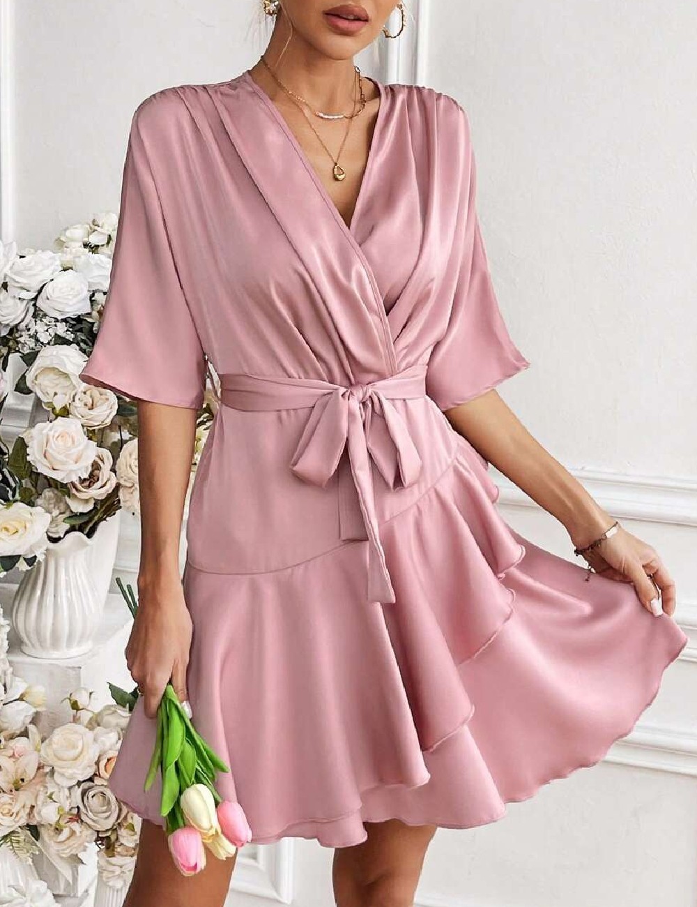 Rochie scurta SHEIN, roz - 1 | YEO