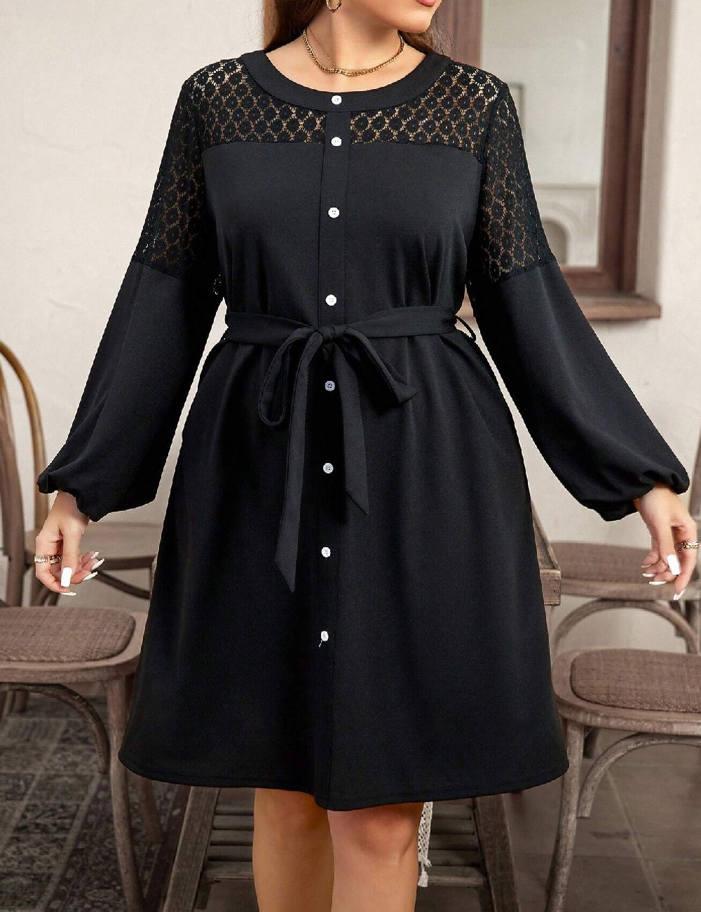 Rochie scurta SHEIN CURVE, negru - 1 | YEO