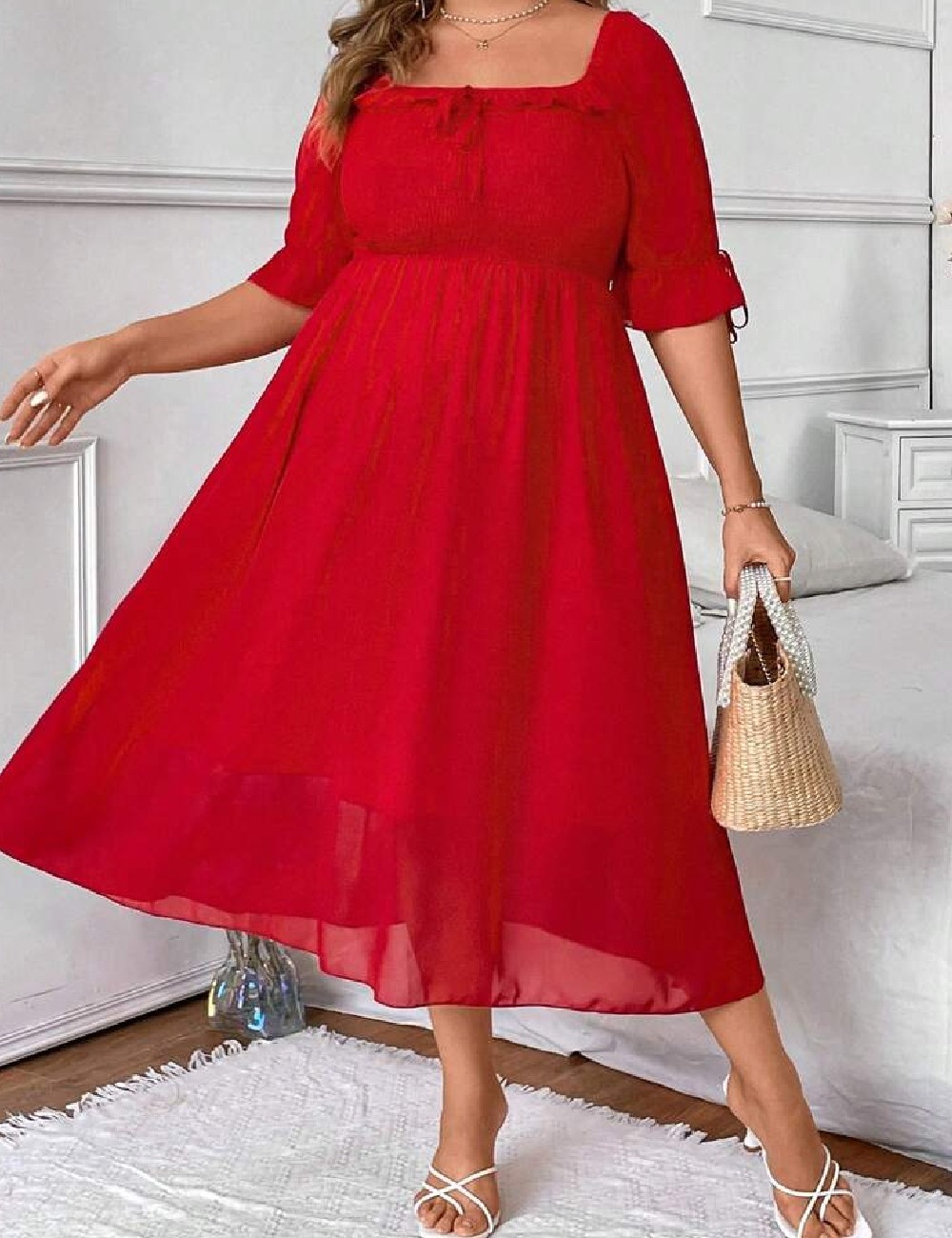 Rochie medie SHEIN CURVE, rosu - 1 | YEO